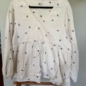 Madewell Lightspun Peplum Wrap Top in Tiny Bows